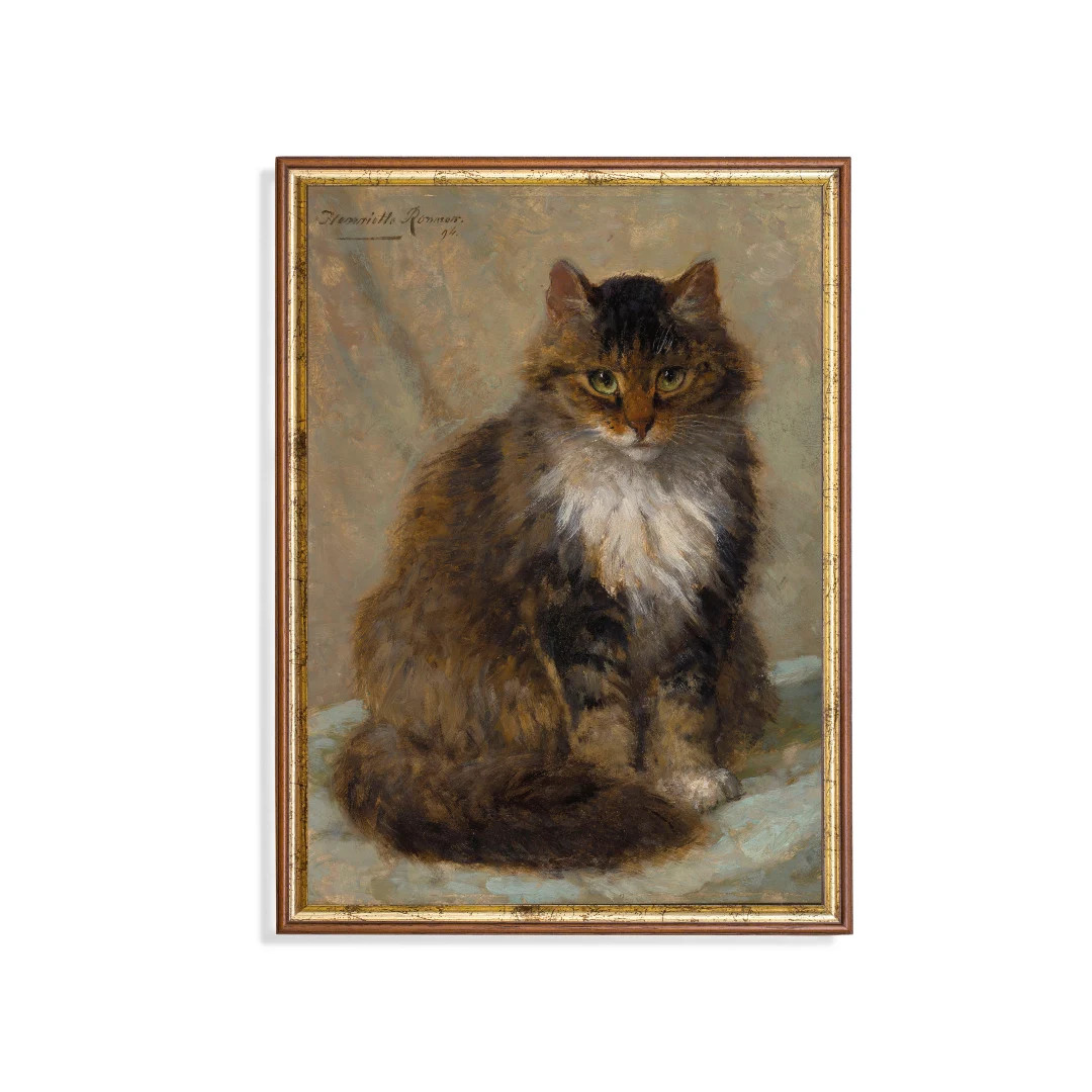 Vintage Cat Portrait Painting | Antique Animal Print | Rustic Moody Kitten Artwork | Digital Down... | Etsy (US)