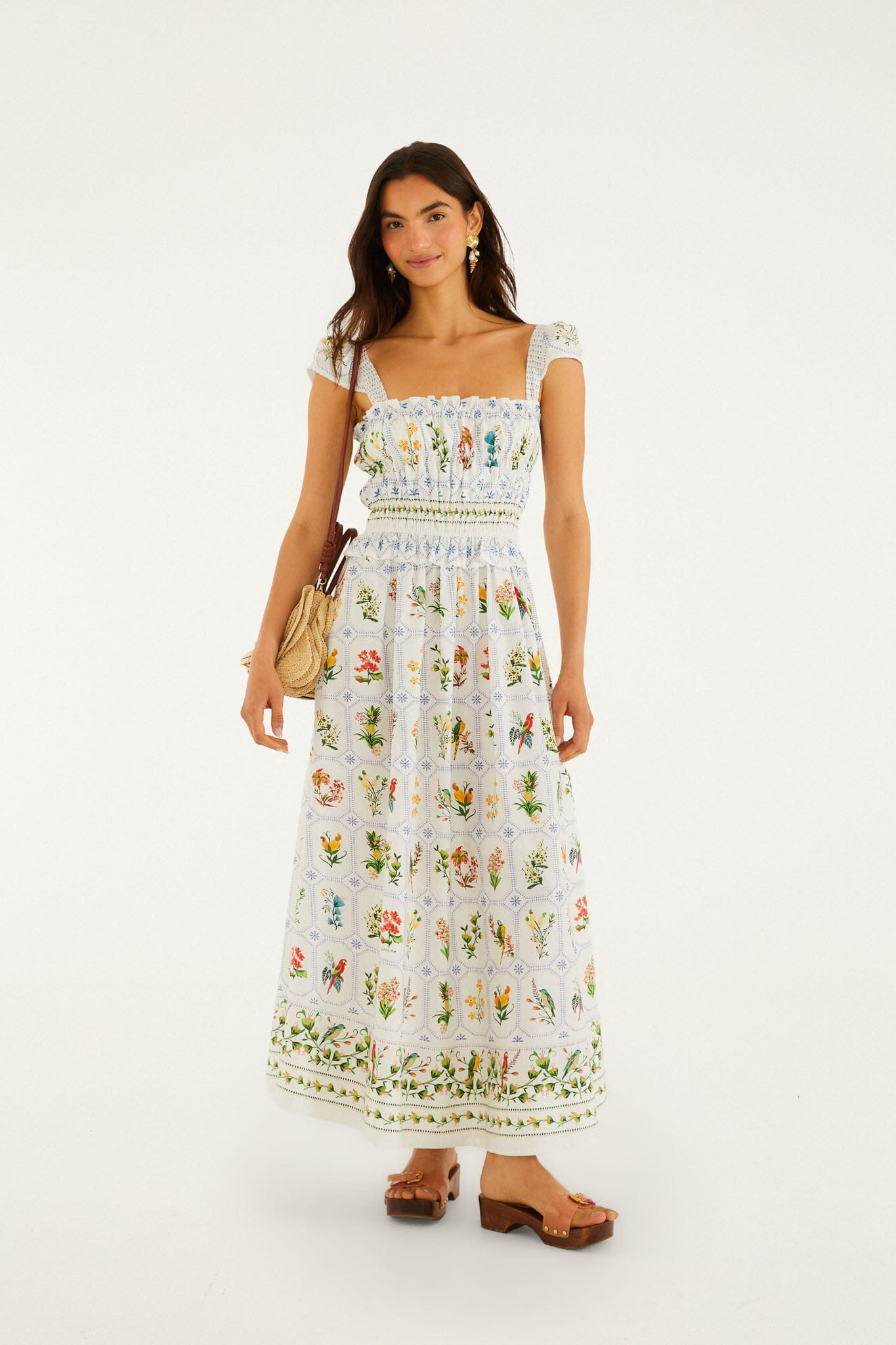Off-White Tropical Porcelain Organic Cotton Maxi Dress | FARM Rio | FarmRio (US)