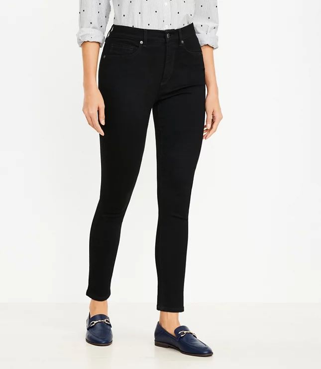 High Rise Skinny Jeans in Black | LOFT