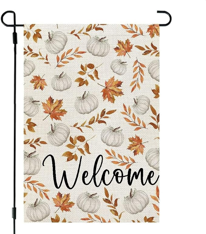 CROWNED BEAUTY Fall Garden Flag 12x18 Inch Double Sided for Outside Pumpkin Maple Leaf Burlap Sma... | Amazon (US)