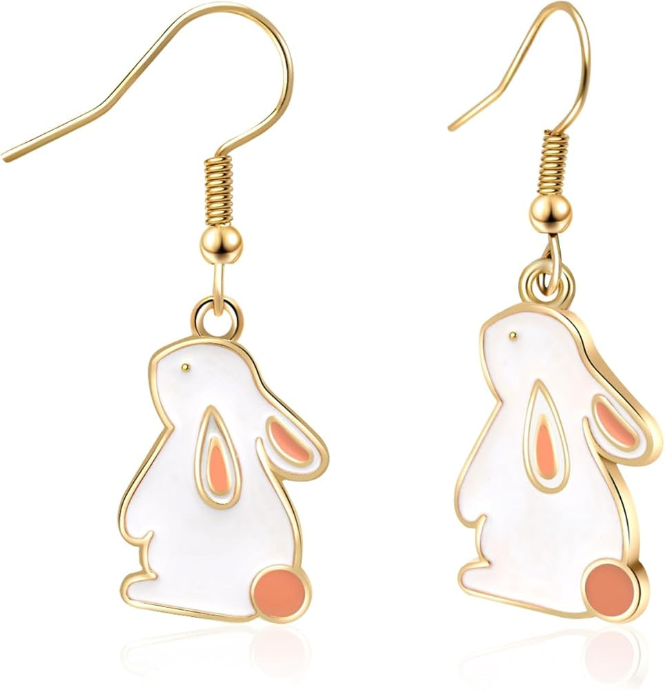Artlunar Funny Bunny Earrings for Women Cute Rabbit Alloy Dangle Earrings Jewery Gifts | Amazon (US)
