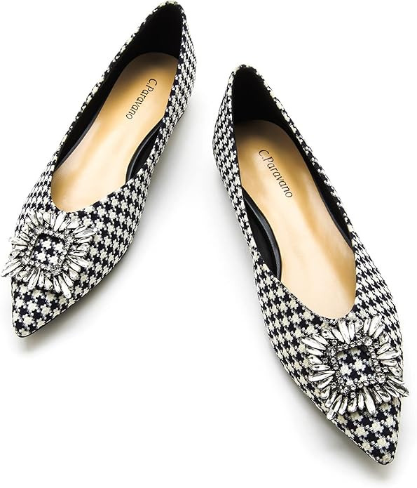 C.Paravano Women’s Flats I Pointed Toe Flats for Women I Women Flat Shoes I Crystal Buckle Flat... | Amazon (US)