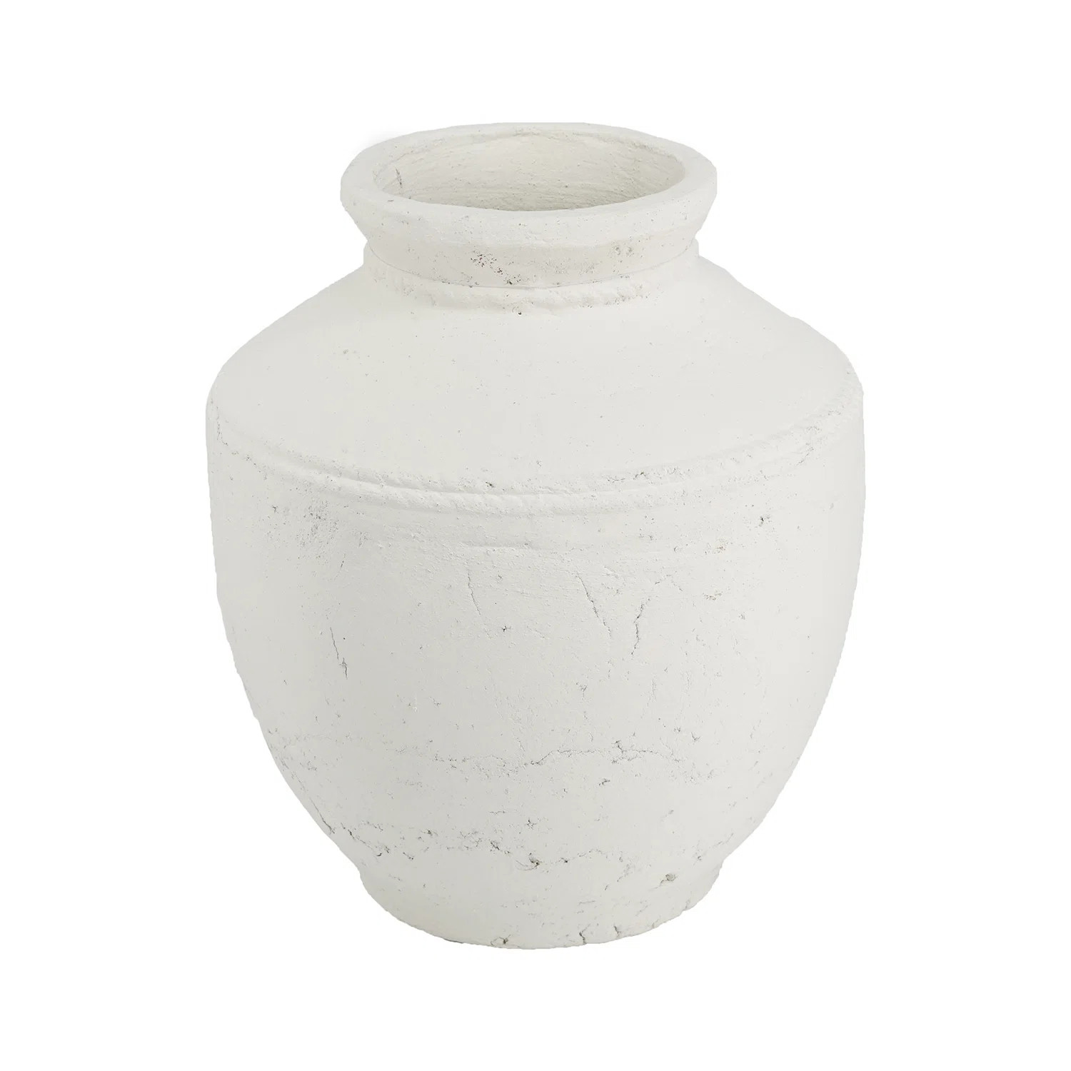Round Terracotta Vase - Natural White Finish | Wayfair North America