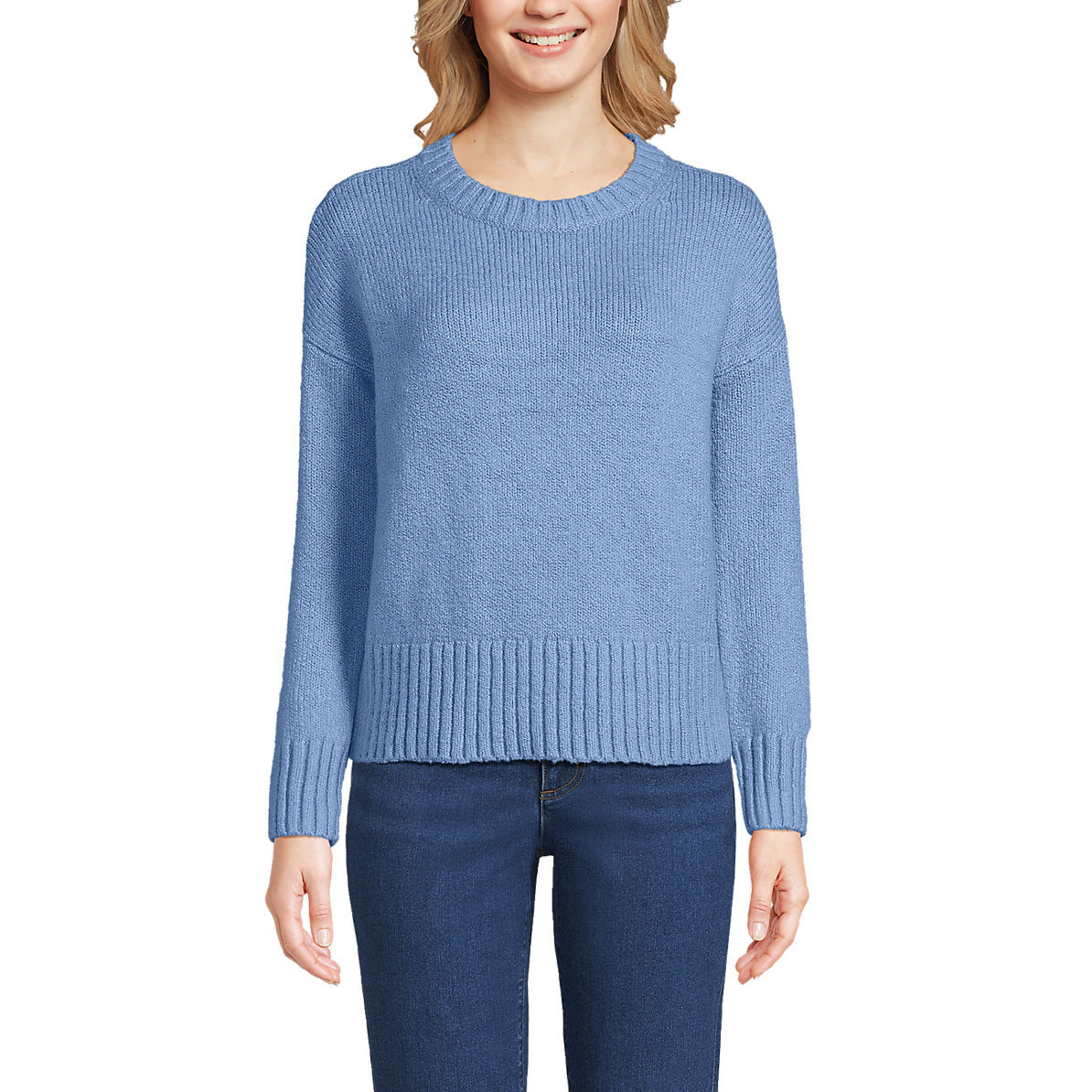 Women's Boucle Easy Fit Crew Neck Sweater | Lands' End (US)