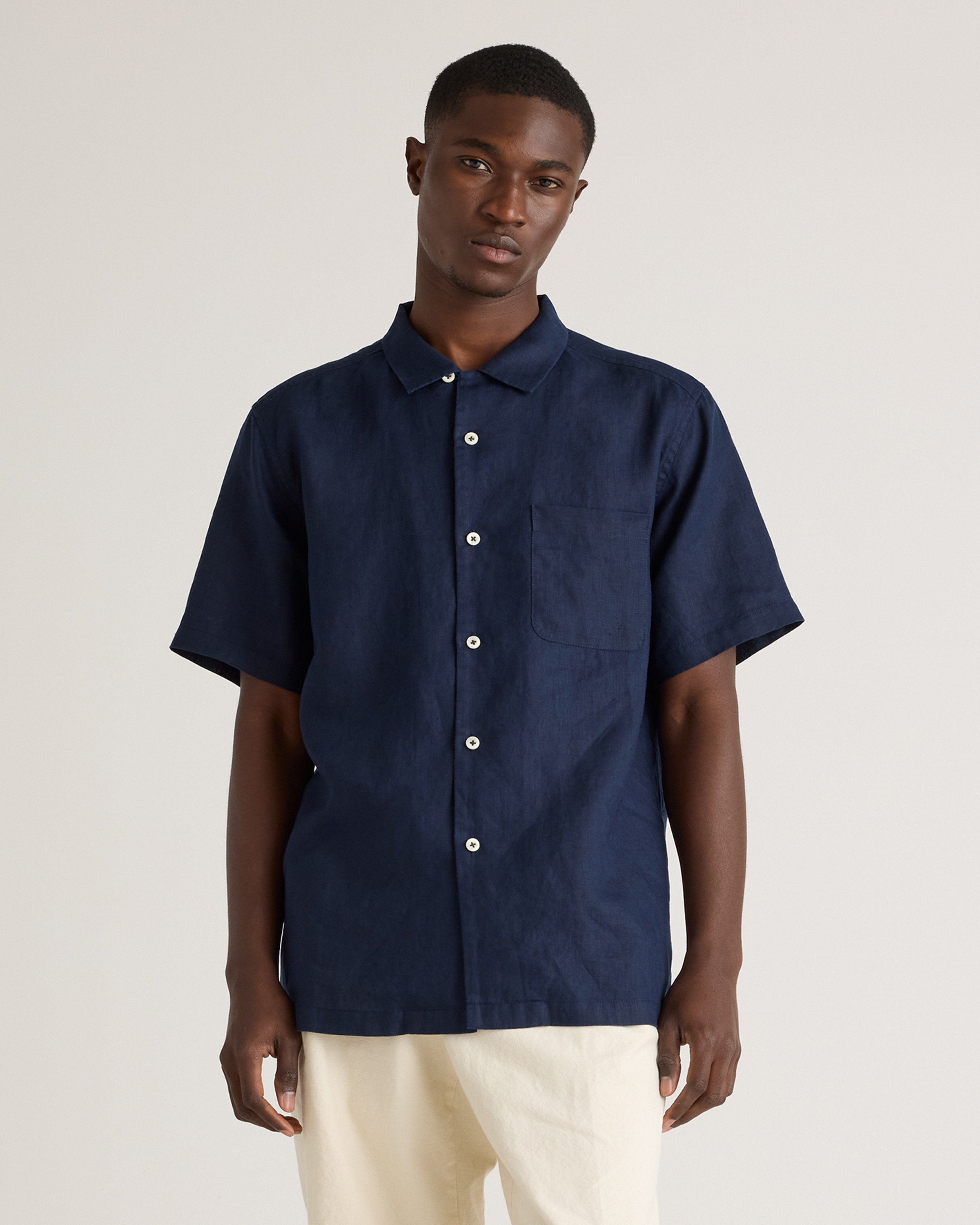 Quince | Men's 100% European Linen Camp Shirt in Deep Navy, Size XXL | Quince