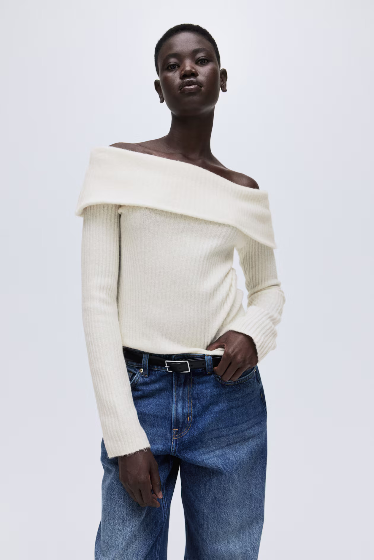 Rib-Knit Off-the-Shoulder Top | H&M (US + CA)