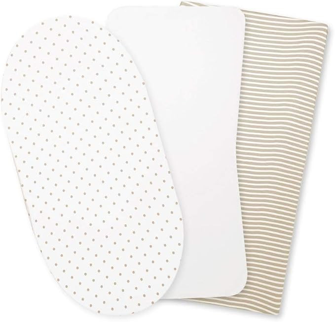ORGANICKID Bassinet Sheets Fitted GOTS Certified Organic Cotton Non-Distracting Design Pack of 3 | Amazon (US)