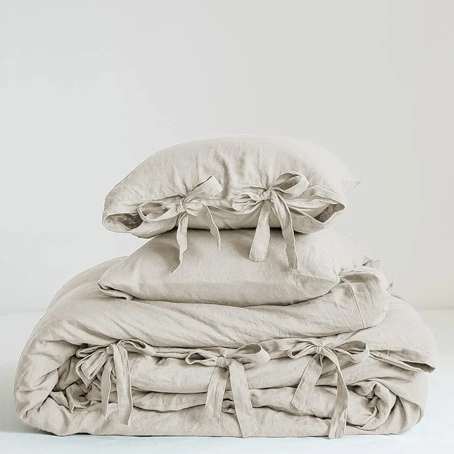 Simple&Opulence 100% Linen Duvet Cover Set, 3 Pieces Belgian Flax Breathable Bedding, King Size 1... | Amazon (US)