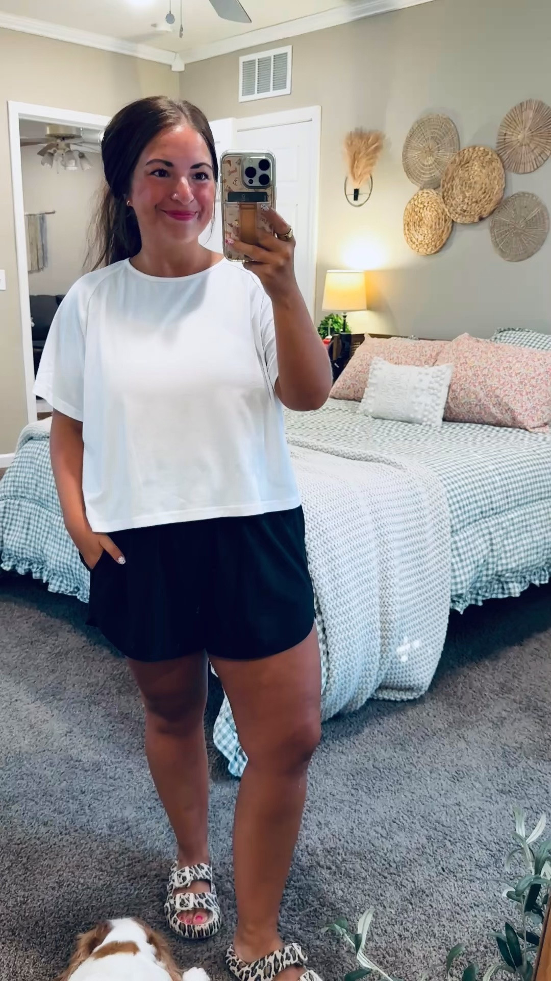 This Amazon tee is the perfect elevated basic! 🤍 I love the relaxed fit and cute crossover detail in the back—so comfy, flattering, and easy to throw on with shorts for an effortless everyday outfit! ✨

sandals: fit true to size // wearing a 5
shorts: fit true to size // wearing a large
tee: fits small // wearing an XL (fits like a large) 

 #LTKootd #LTKMidsize