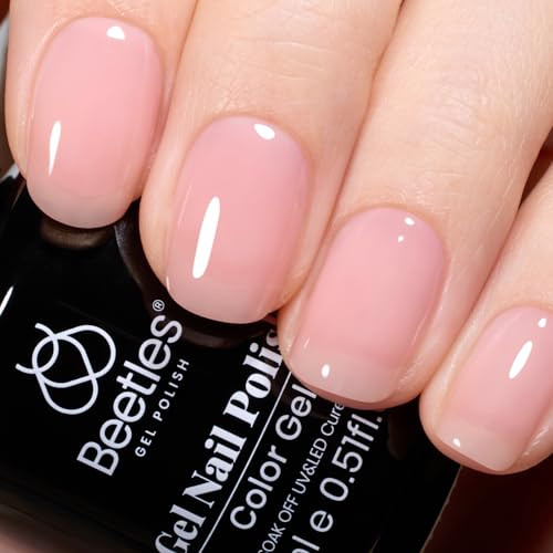 Beetles Nude Pink Gel Nail Polish, 15ml Pink Gel Polish Jelly Nude Color Translucent Nail Gel Soak Off U v LED Nail Lamp Sheer Gel Polish Nail Art Gel Gift for Girls and Women | Amazon (US)