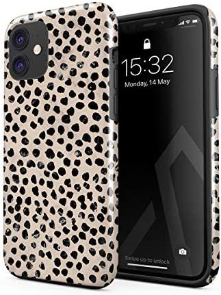 BURGA Phone Case Compatible with iPhone 11 - Black Polka Dots Pattern Nude Almond Latte Fashion C... | Amazon (US)