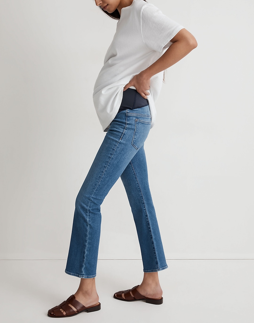 Maternity Over-the-Belly Kick Out Crop Jeans in Cherryville Wash | Madewell