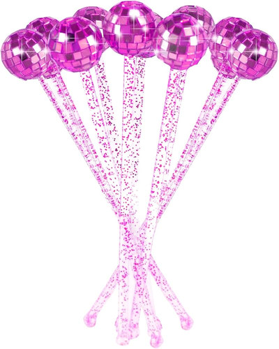 DISCO BALL DRINK STIRRERS glitter Drink Stirrers Lolipop Sticks Disposible for Last Disco disco b...