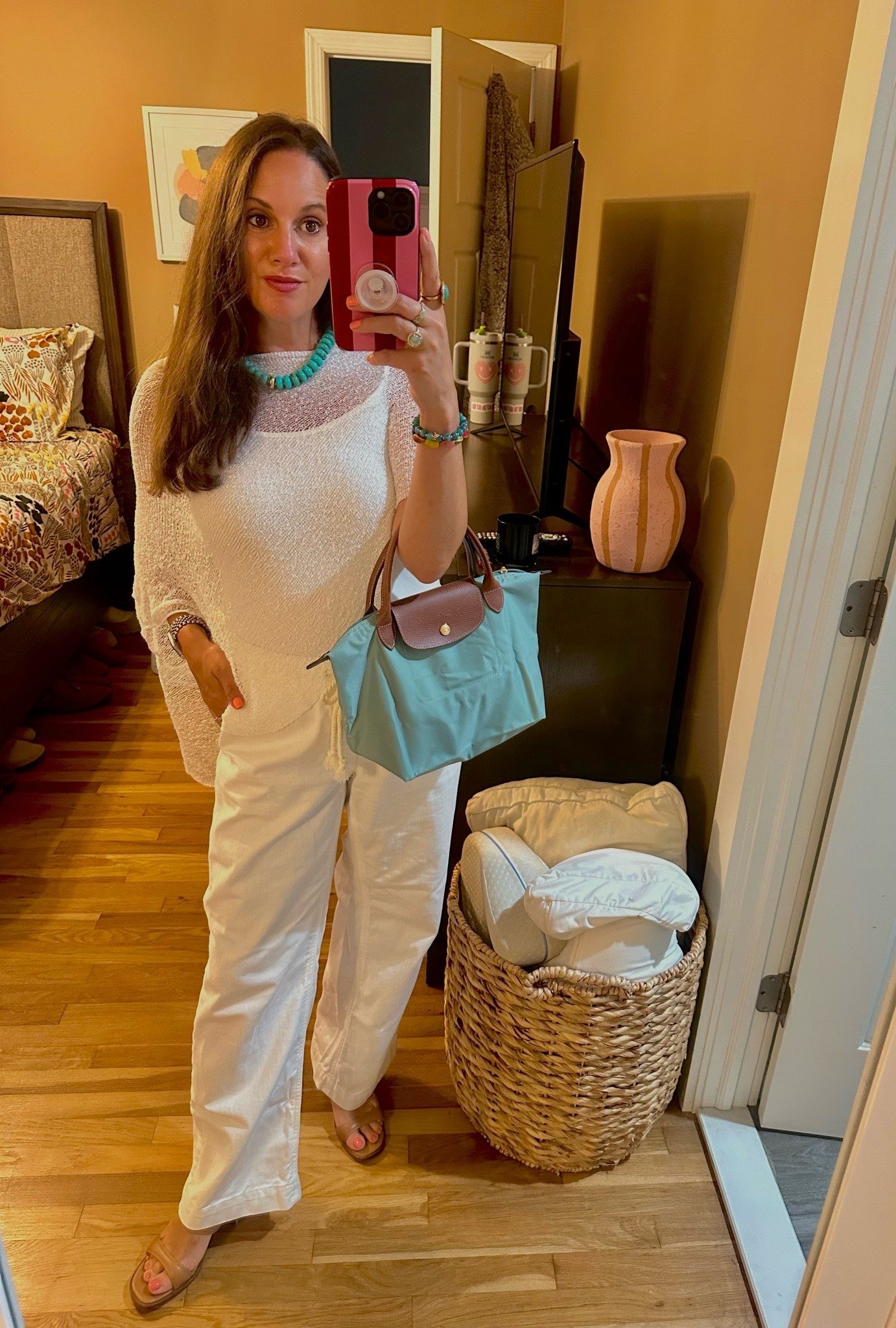 Date night! Going to a new Greek restaurant near us so I’m going for Mediterranean vacay vibes tonight 🩵 #longchamp #datenight

#LTKootd #LTKOver40 #LTKTravel