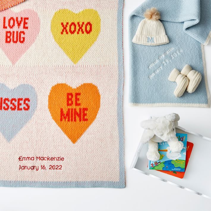 Candy Hearts Baby Blanket | Mark and Graham