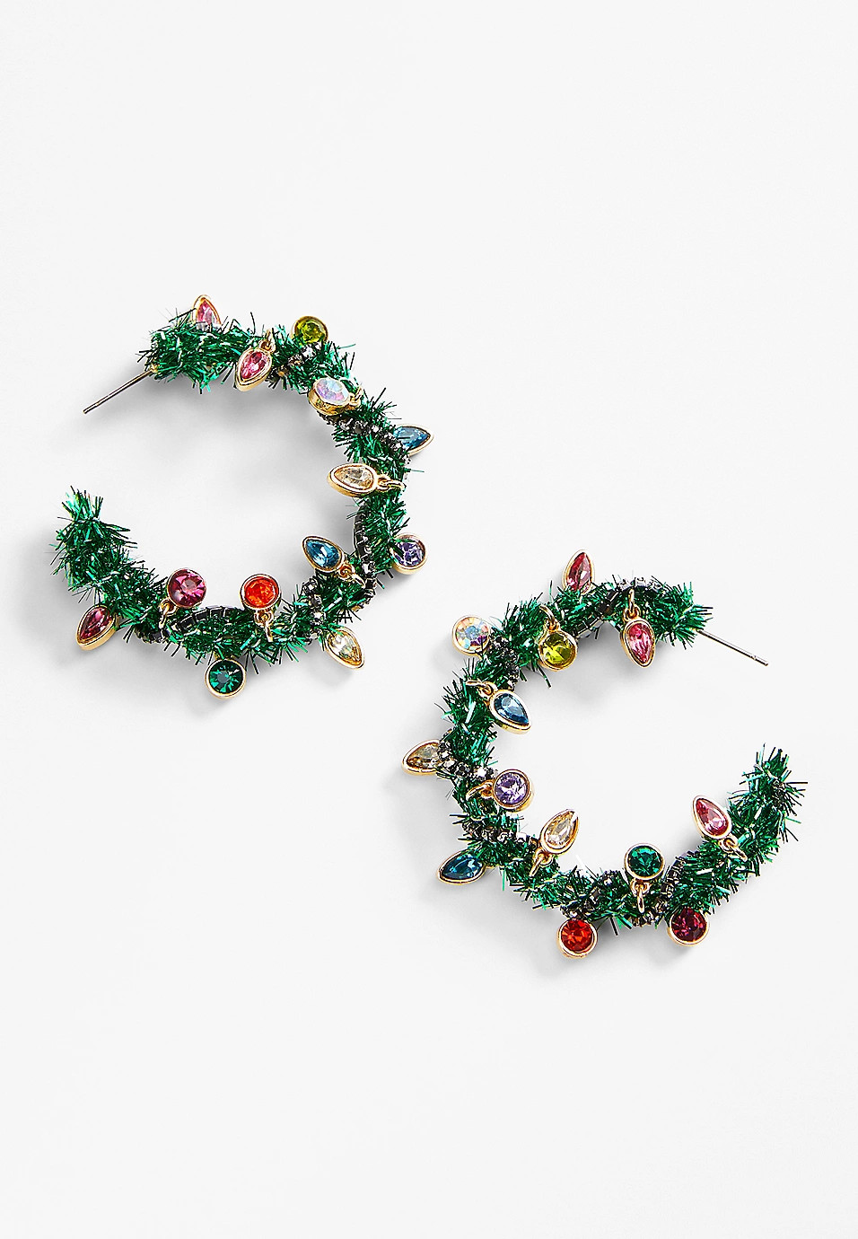 Holiday Tinsel Hoop Earrings | Maurices