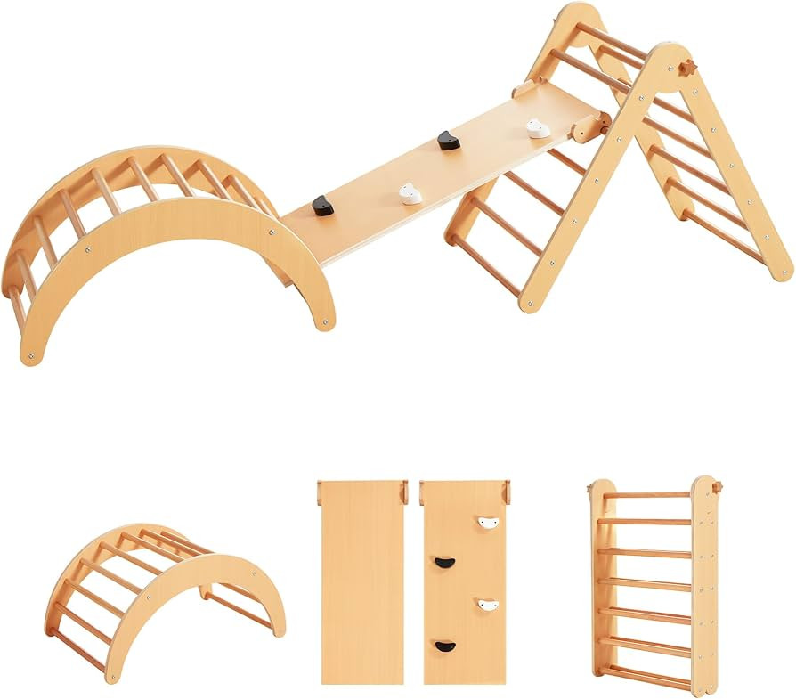Beright 4 in 1 Pikler Triangle Gym, Montessori Foldable Climber with Ramp, Indoor Climbing Toys f... | Amazon (US)