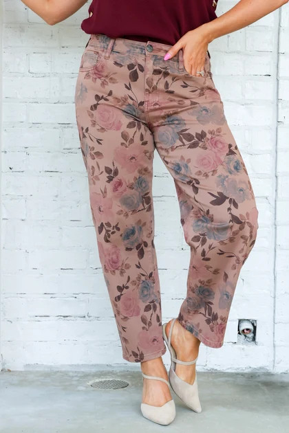 Ashton High Rise Mauve Relaxed Leg Pant | The Willow Tree