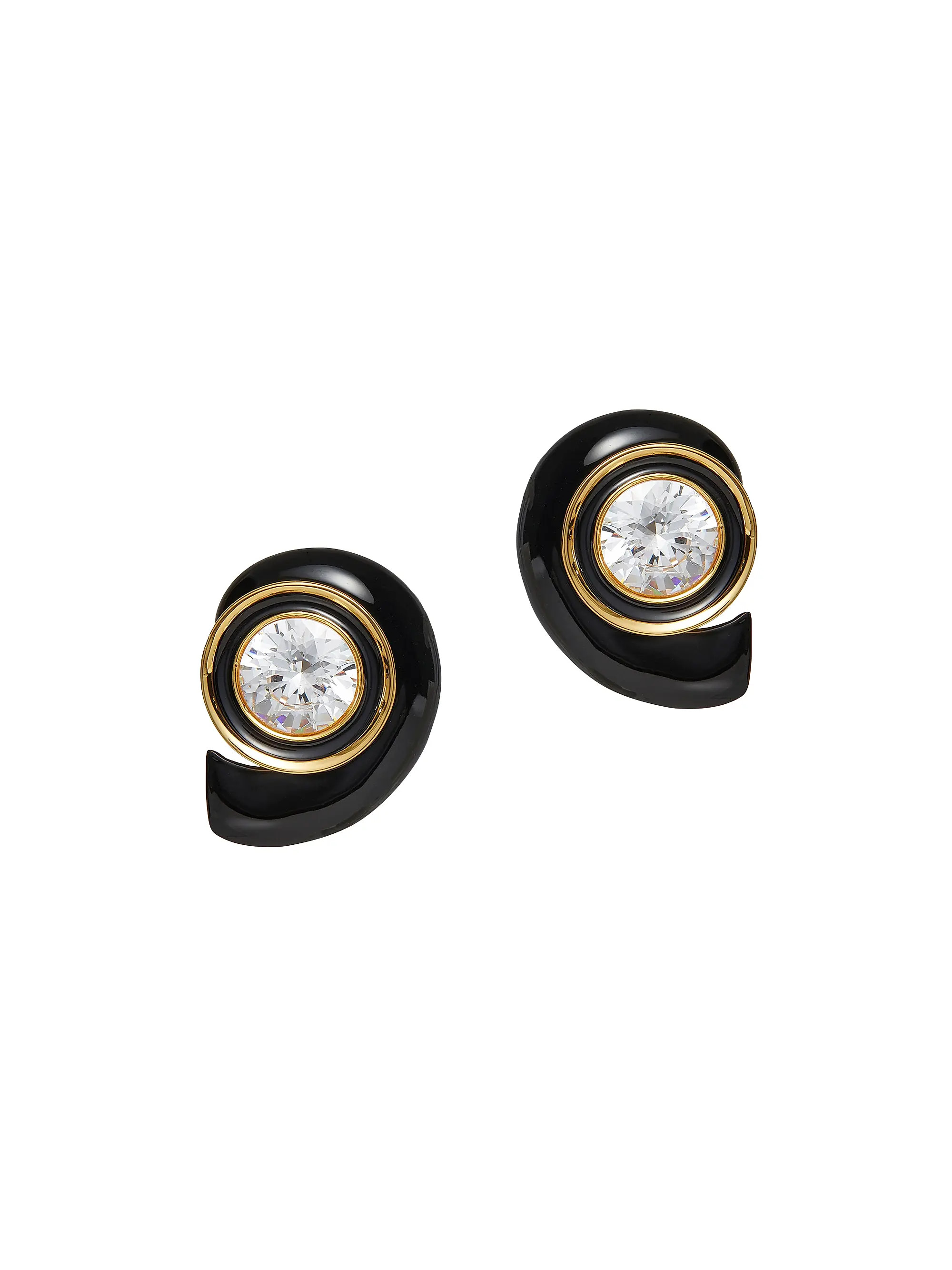 Deco Swirl 14K-Gold-Plated, Enamel & Crystal Stud Earrings | Saks Fifth Avenue