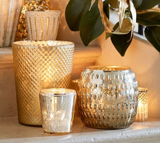 Eclectic Mercury Votive Holders, Set of 6 - Gold | Pottery Barn (US)