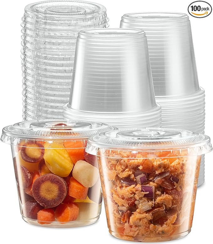 (5 oz - 100 Sets) Clear Diposable Plastic Portion Cups With Lids, Small Mini Containers For Porti... | Amazon (US)