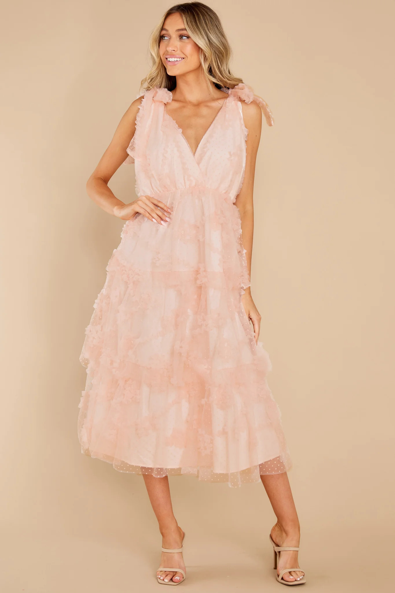 Stolen Glances Light Pink Midi Dress | Red Dress 