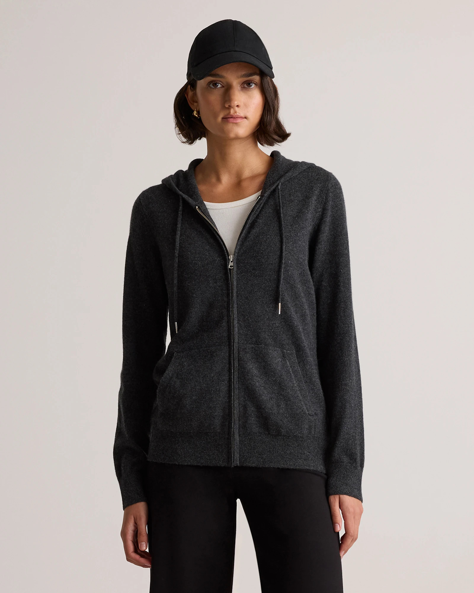 Quince | Women's Mongolian Cashmere Full-Zip Hoodie in Moss, Size Small | Quince