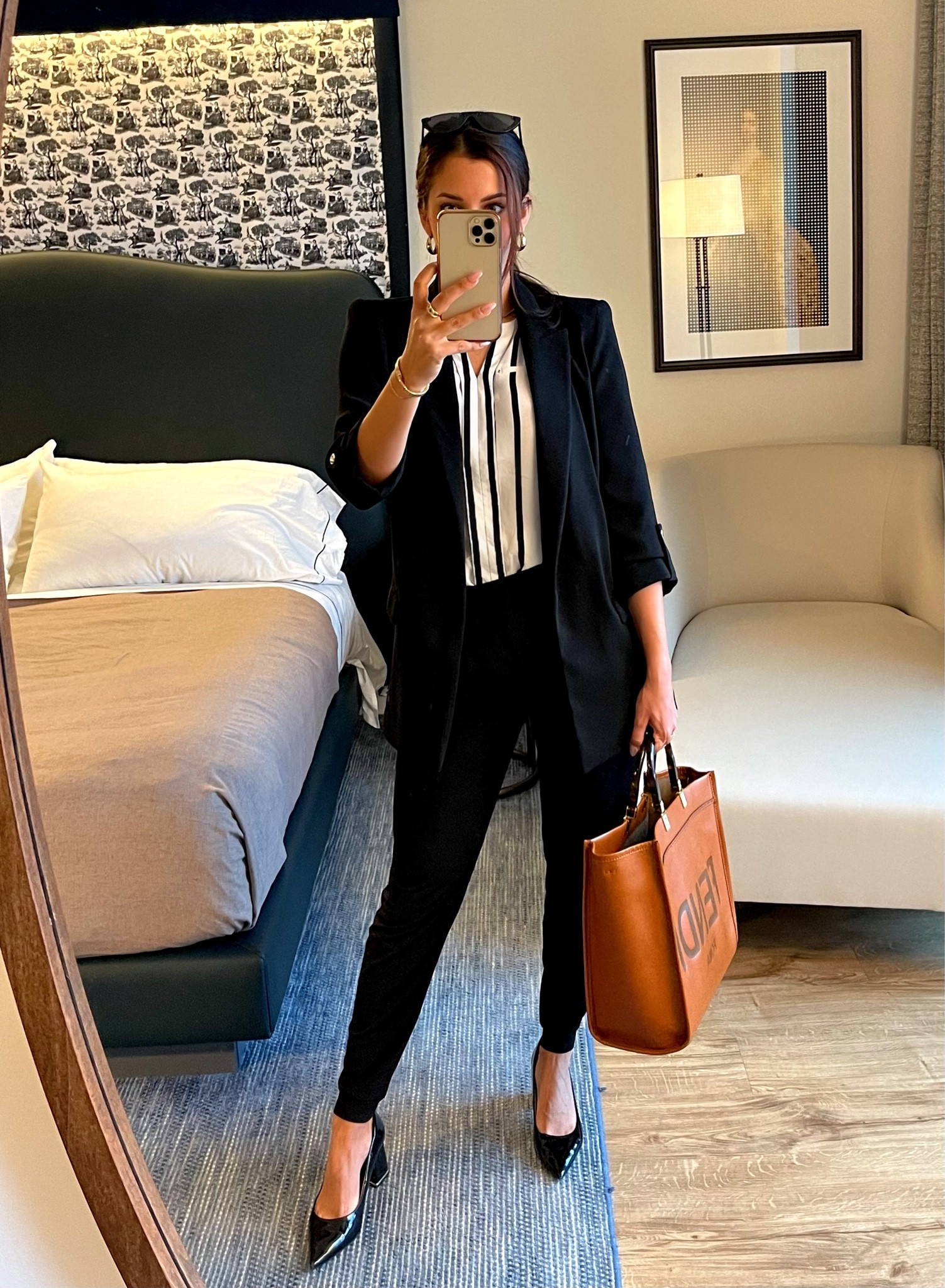 My top 3 tips to elevate your business casual looks! 1. Open front blazers with 3/4 ruched sleeves 2. Pointed-toe kitten heels (or flats). 3. Simple jewelry. I love a gold hoop!

#LTKstyletip #LTKworkwear #LTKitbag