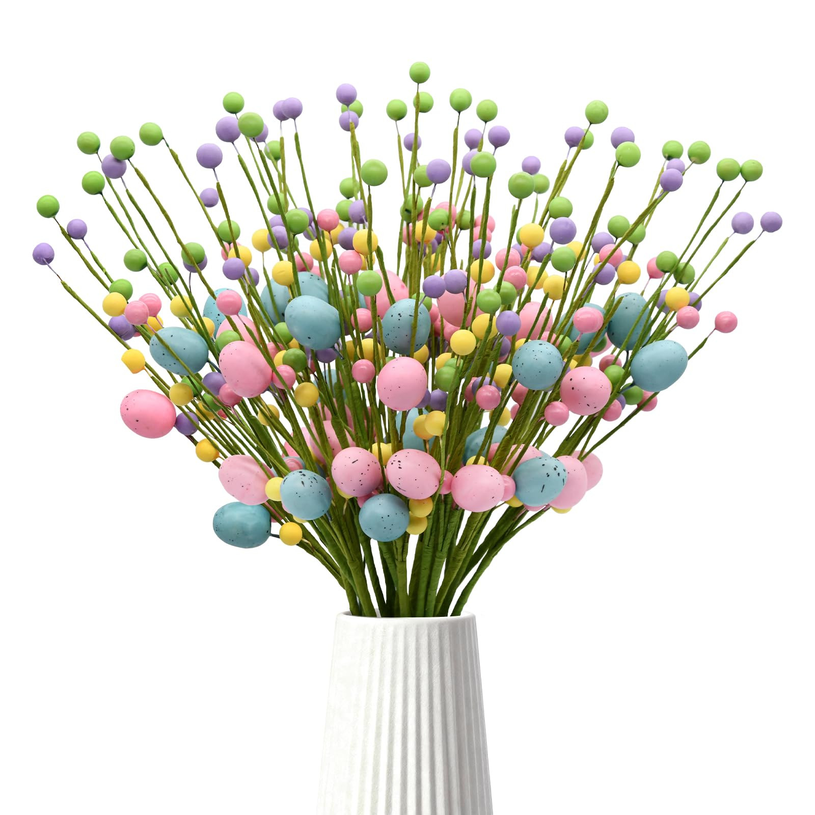Easter Table Decor, 20 Pack Easter Egg Berry Stems Decorations for Tree, Artificial Flowers Picks... | Amazon (US)