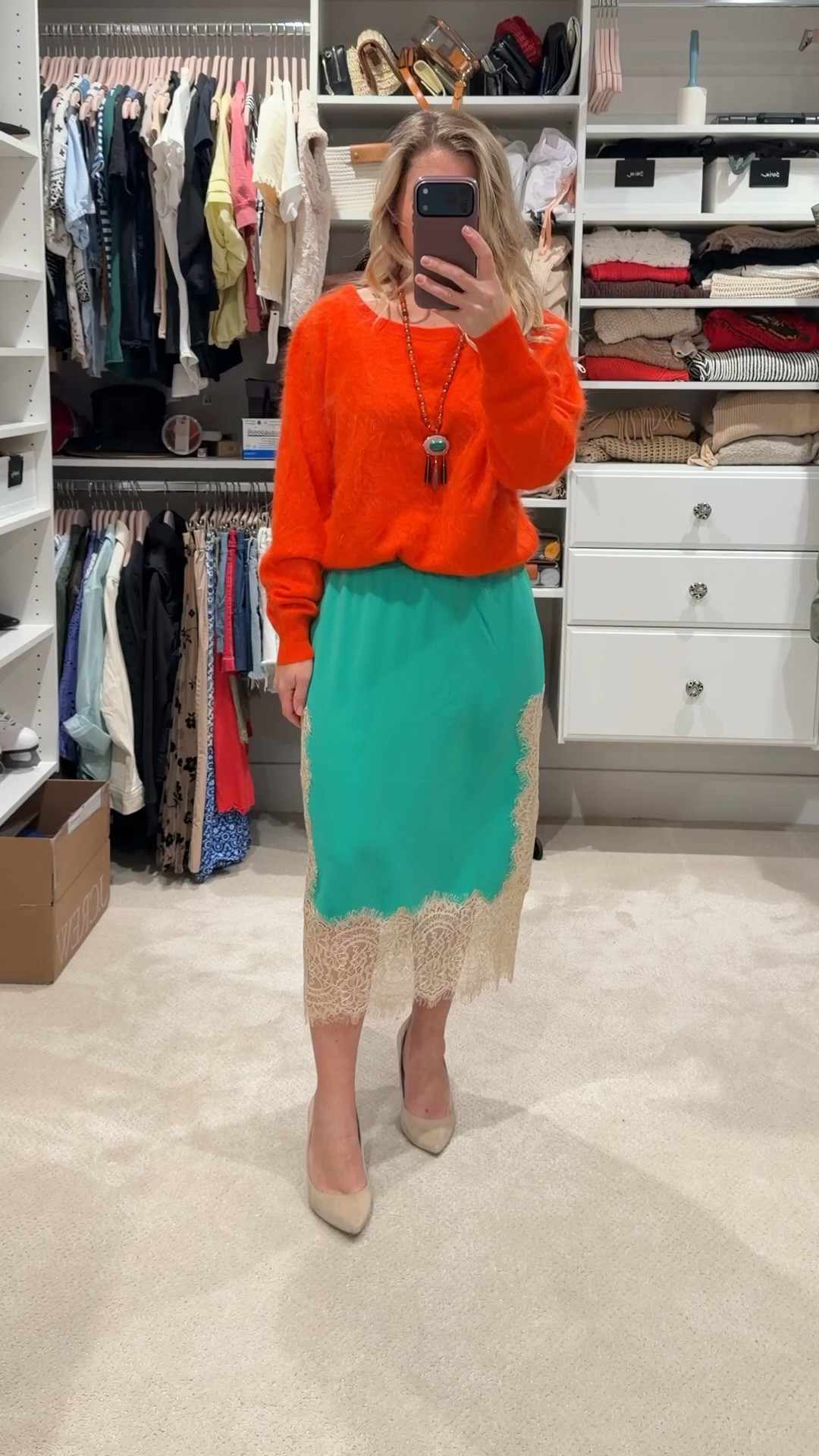 Date night outfit idea ❤️

I love pairing a cozy cashmere sweater with a satin midi skirt for an easy mix of comfort and polish. The bright sweater adds a fun pop of color while the skirt keeps the look elevated. Finished with classic pointed heels and a statement necklace.

Perfect for dinner out, drinks, or any evening plans. Everything is linked here in LTK. ✨
@Anthropologie @jcrew 
#datenightoutfit #datenightstyle #ltkstyle #outfitinspo #eveningoutfit

#LTKootd #LTKPetite #LTKdayinmylife