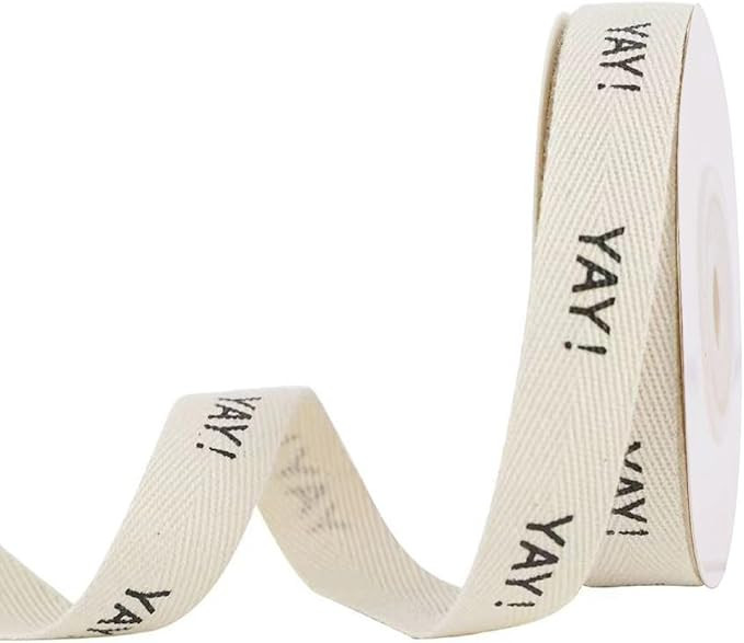 Yay! Cotton Ribbon, 5/8" x 10 Yards Cream White Ivory Cotton Ribbons Soft Natural Herringbone Web... | Amazon (US)