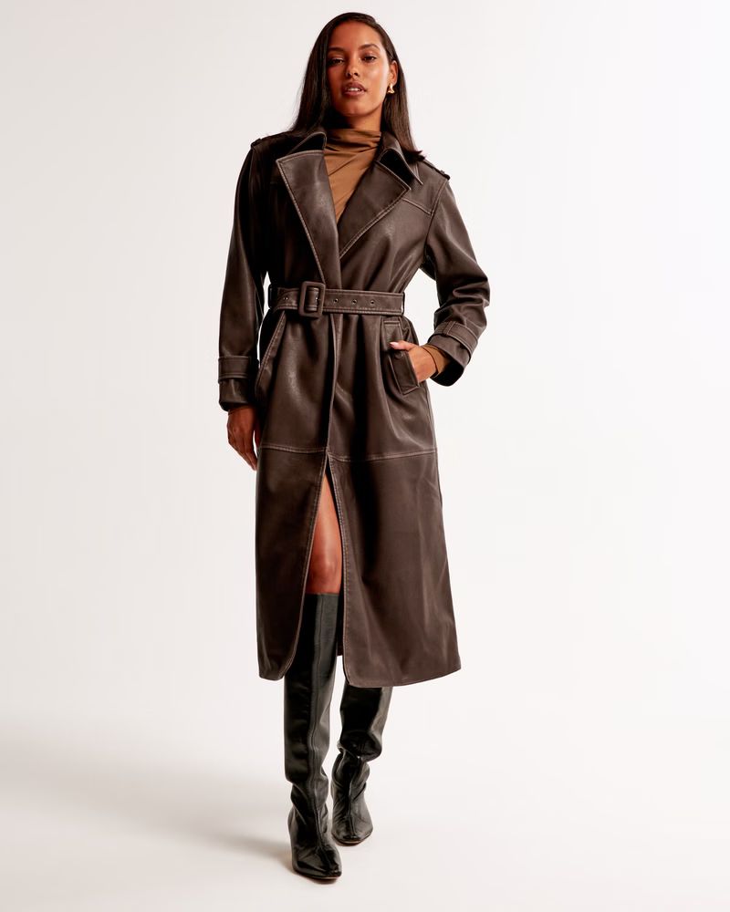 Vol. 28 Vegan Leather Trench Coat | Abercrombie & Fitch (US)