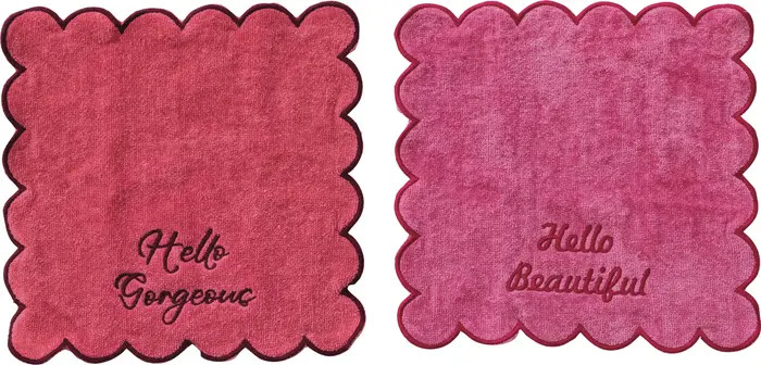 Storied Home Embroidered Sayings Cotton Bath Towel Set, Pink, Set of 2 | Nordstrom | Nordstrom