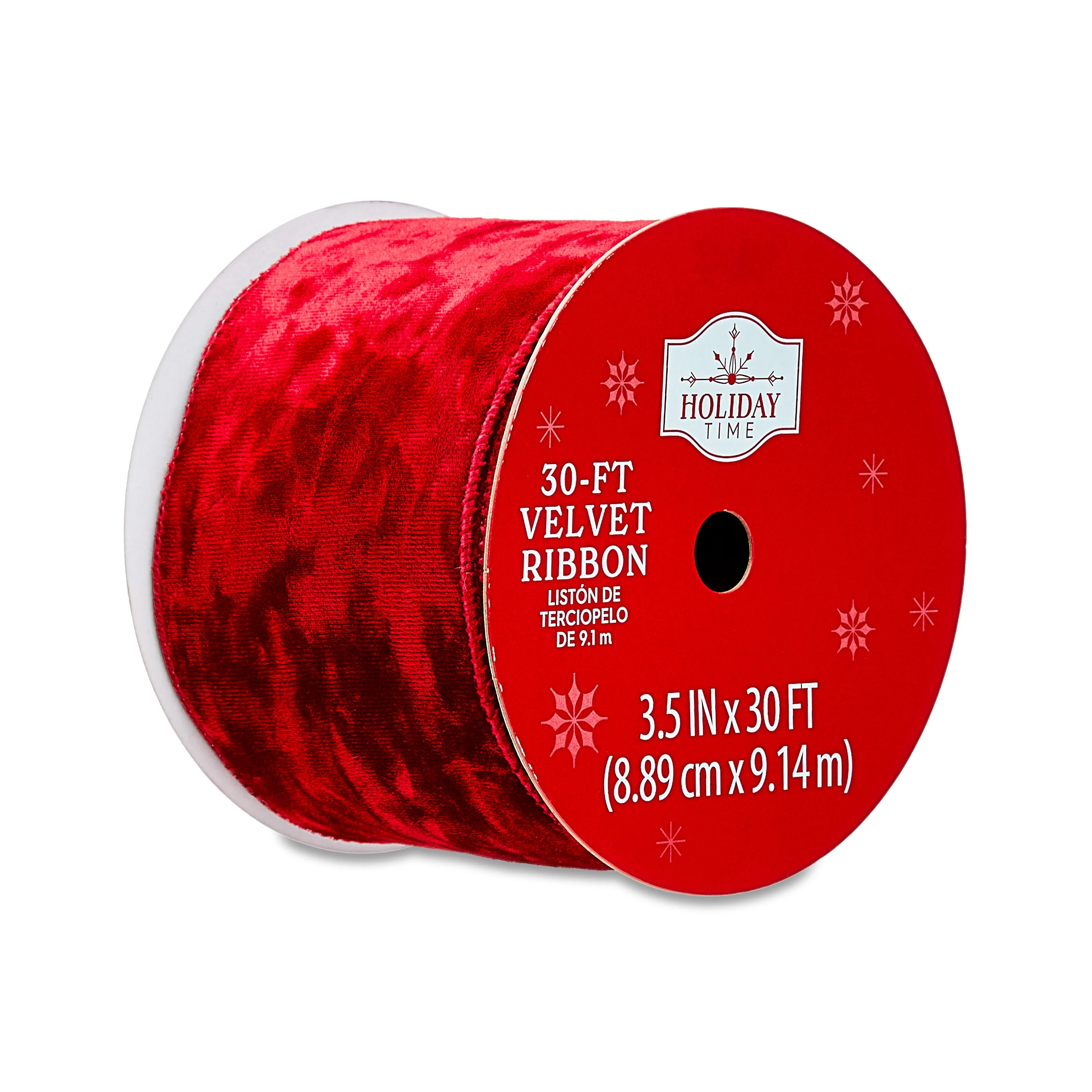 Red Velvet Christmas Ribbon, 3.5" x 30', by Holiday Time | Walmart (US)