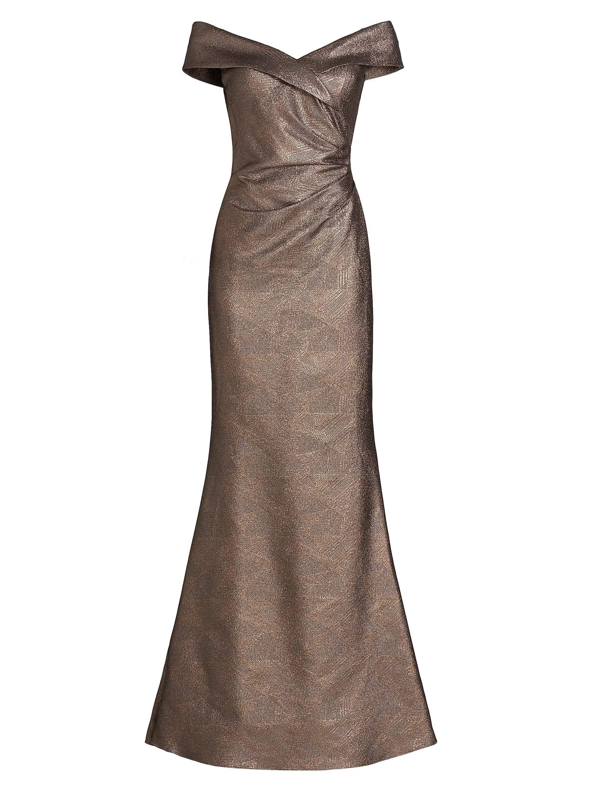 Metallic Jacquard Off-The-Shoulder Gown | Saks Fifth Avenue