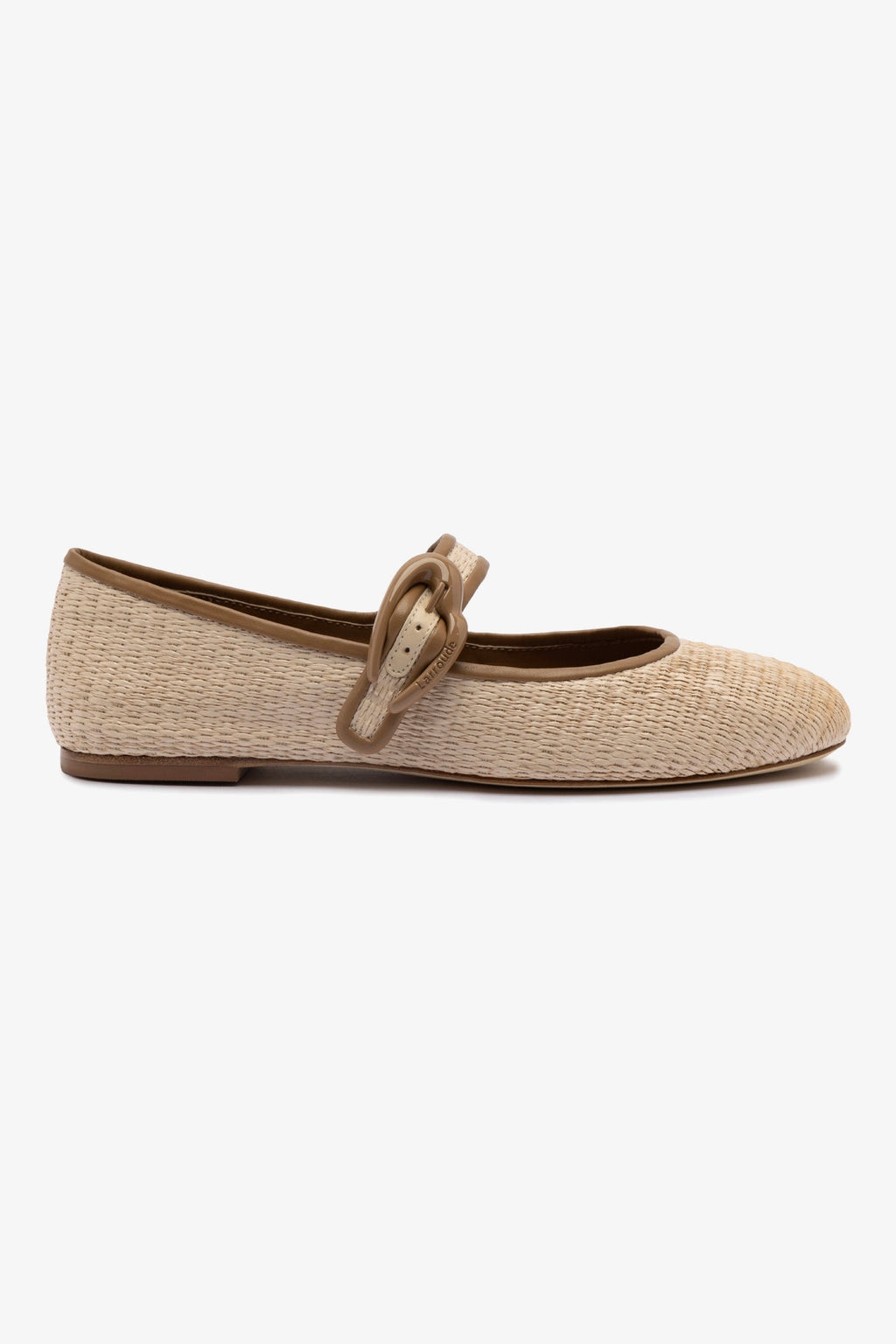 Verona Ballet Flat In Natural Raffia and Hazelnut Trimming | Larroude