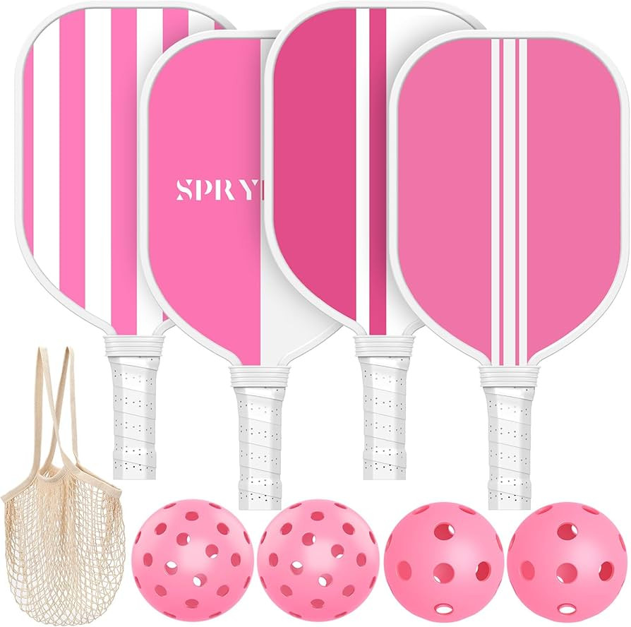 Pink Pickleball Paddles Set of 4, USAPA Approved Pickleball Set of 4 with 4 Pickleball Balls & 1 ... | Amazon (US)