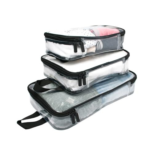 Miamica Packing Cube Set - 3-Piece Set, Clear/Black | Amazon (US)