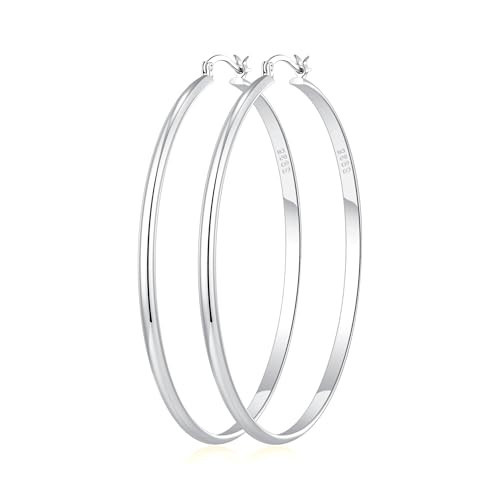 OOOPEL Silver Hoop Earrings For Women Big Silver Hoops Large Sterling Silver Hoop Earrings For Women Lightweight 925 Sterling Silver Post | Amazon (US)