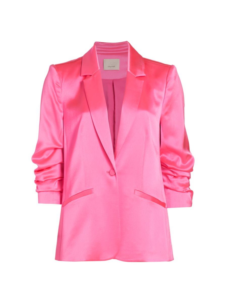 Kylie Notched Satin Single-Button Blazer | Saks Fifth Avenue