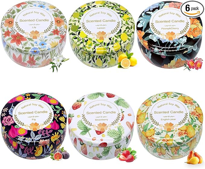 6 Pack Scented Candles Set for Thanksgiving Christmas Gift, Soy Wax Stress Relief Aromatherapy Ca... | Amazon (US)