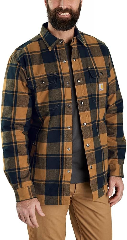 Carhartt Men's Relaxed Fit Flannel Sherpa-Lined Shirt Jac | Amazon (US)