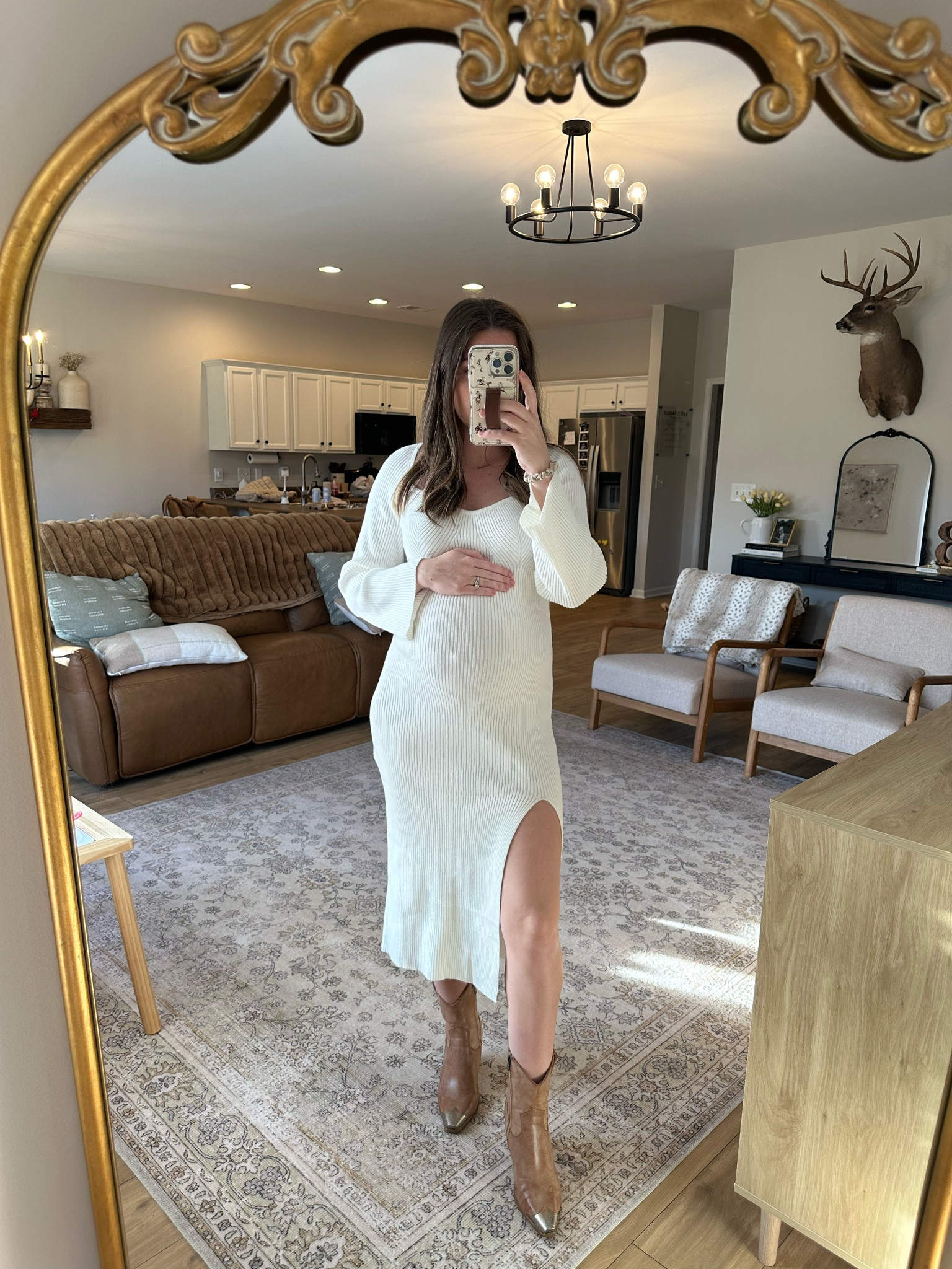 The stretchiest dress from Amazon 🕊️ perfect for the bump! I sized up to a medium but I think I would’ve been fine with my true size small. 

Maternity | pregnant | dress the bump | style the bump | maternity shoot 

#LTKstyletip #LTKfindsunder50 #LTKbump