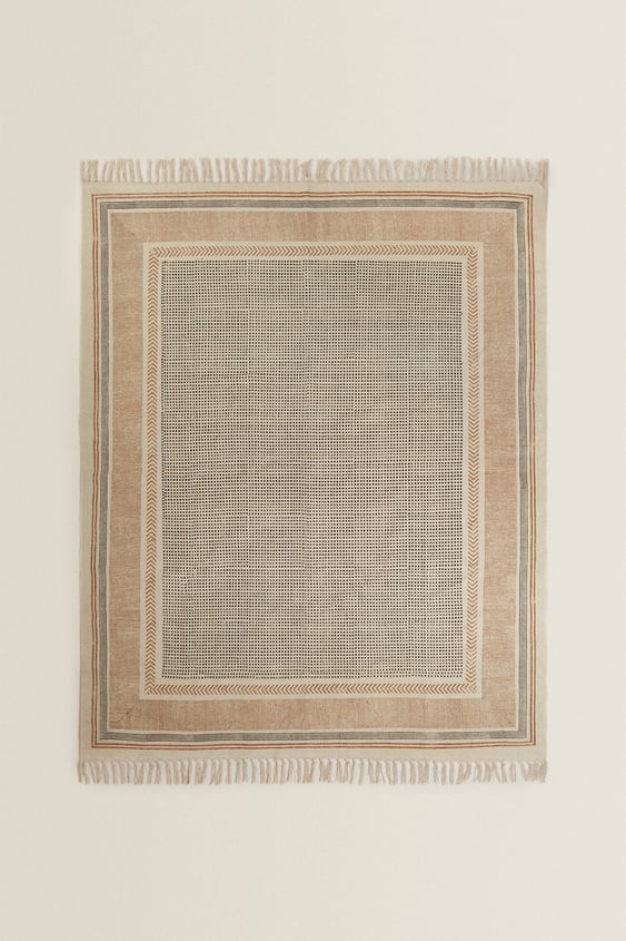 RECTANGULAR COTTON AREA RUG WITH FRINGING | Zara US