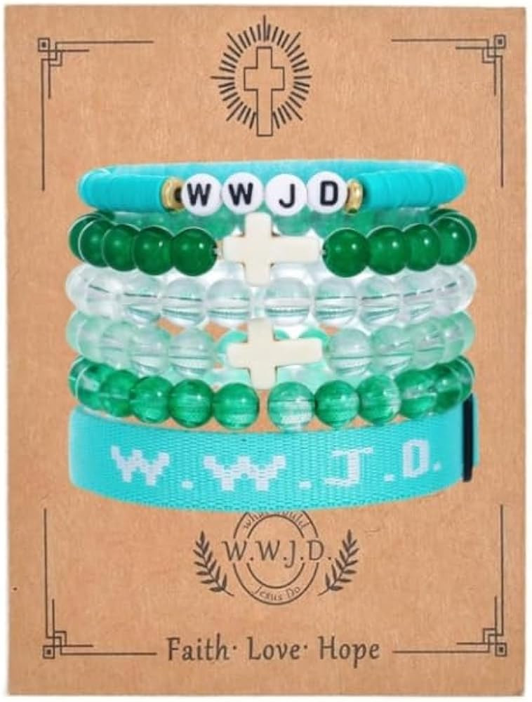 Christian Cross WWJD Bracelet Set WWJD Braided Rope Bracelet Cross Crystal Beads Stretch Bracelet... | Amazon (US)