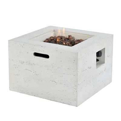 MGO Outdoor Square Fire Pit With Steel Burner,Lightweight 24.02-Inch Propane Fire Pit Table With Adjustable Flame, 40,000 BTU, Lava Rocks, And Rain Co | Wayfair North America