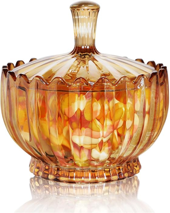 WHJY 18oz Amber Crystal Candy Bowl with Lid - Decorative Covered Candy Dish for Office, Home, Sna... | Amazon (US)