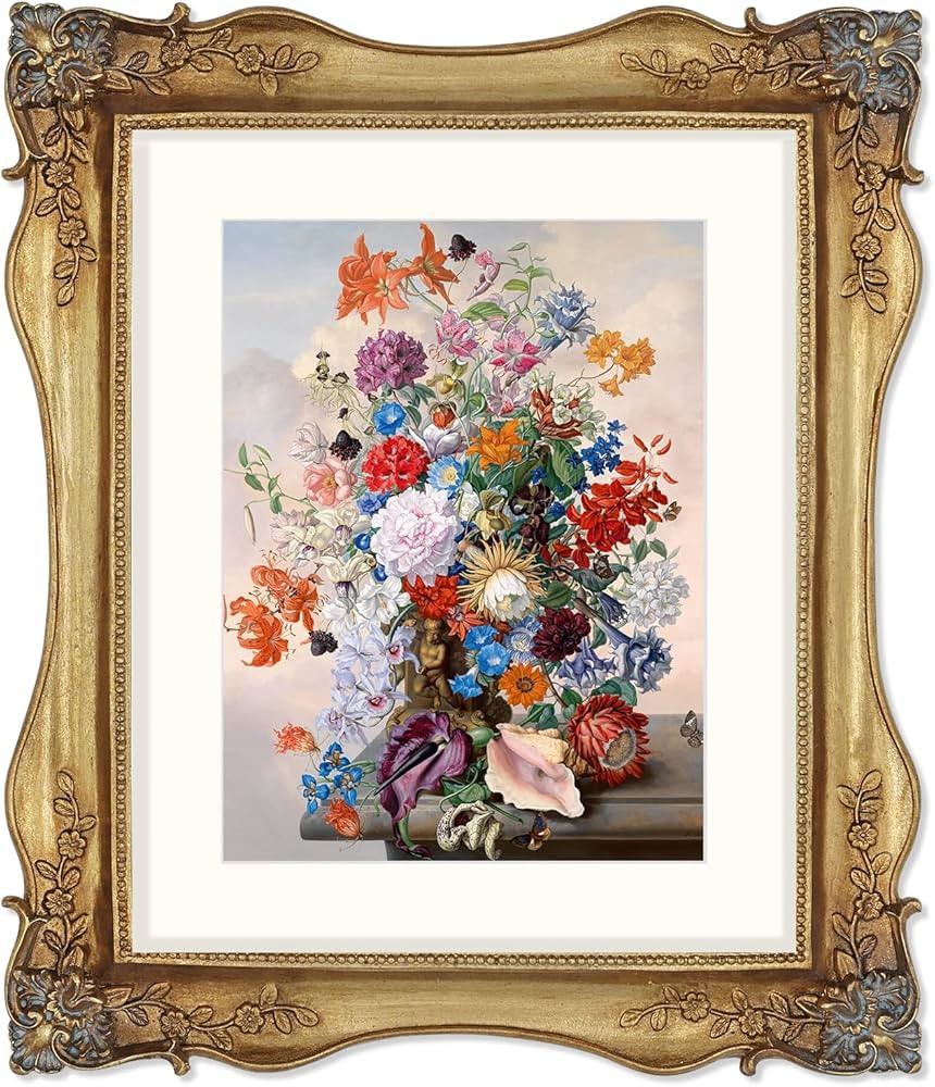 SIMON'S SHOP Gold Picture Frames 8x10 with Mat, Vintage 8x10 Frame Matted to 5x7 Photo, Baroque Style Frame for Wall and Tabletop Décor | Amazon (US)