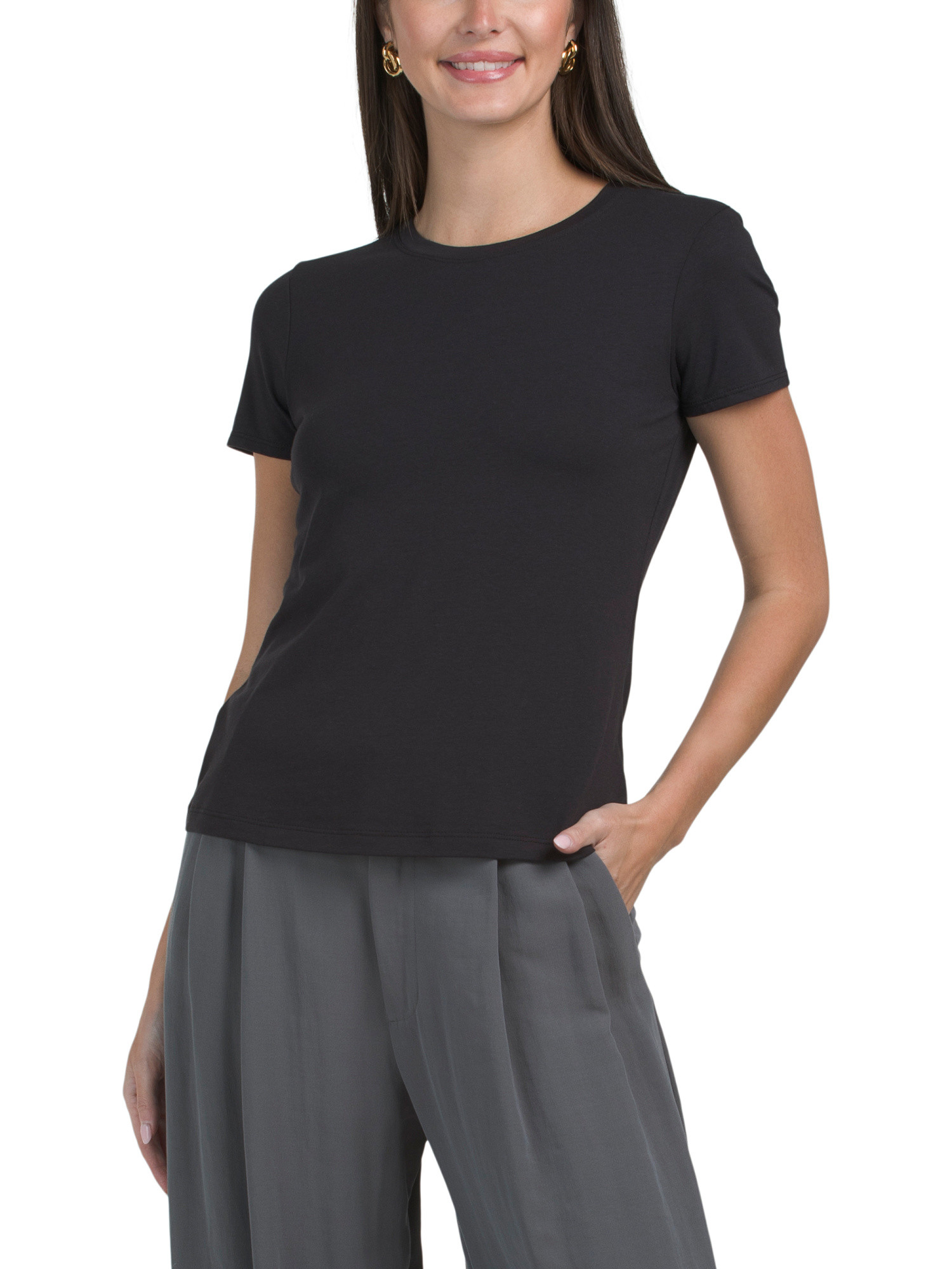 Pima Cotton Blend Short Sleeve Jersey Crew Neck Tee | TJ Maxx