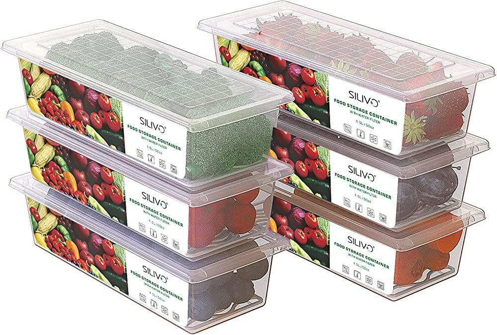 SILIVO Fruit Storage Containers for Fridge (6 Pack) - 1.5 L Produce Saver Containers for Refriger... | Amazon (US)
